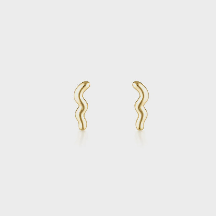 Rose Gold Wave Stud Earrings