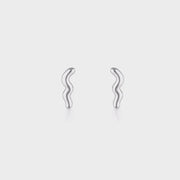 Sterling Silver Wave Stud Earrings