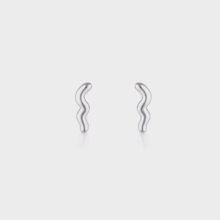 Sterling Silver Wave Stud Earrings