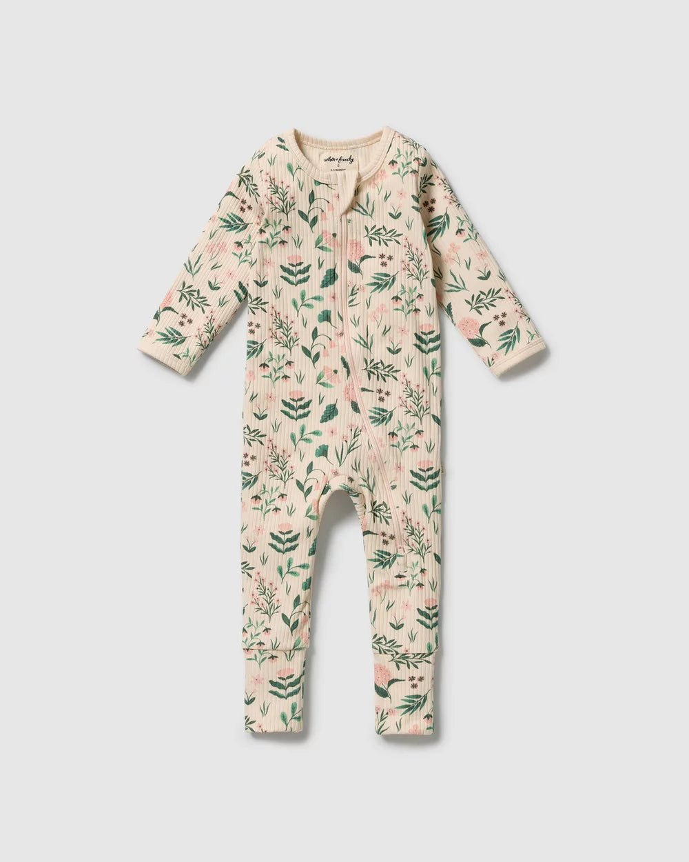 Sweet Bloom Organic Zipsuit w Feet