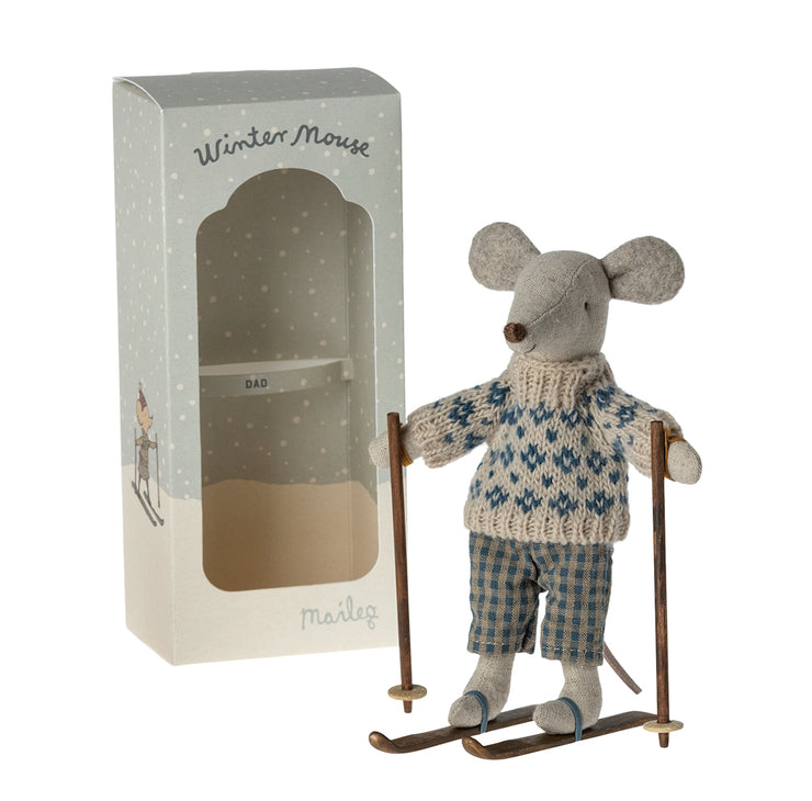 Maileg Winter Mouse w Skis Dad