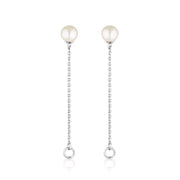 Sterling Silver Zoe Chain Pearl Stud Earrings