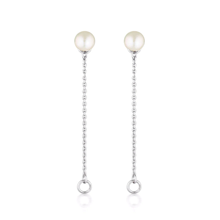 Sterling Silver Zoe Chain Pearl Stud Earrings