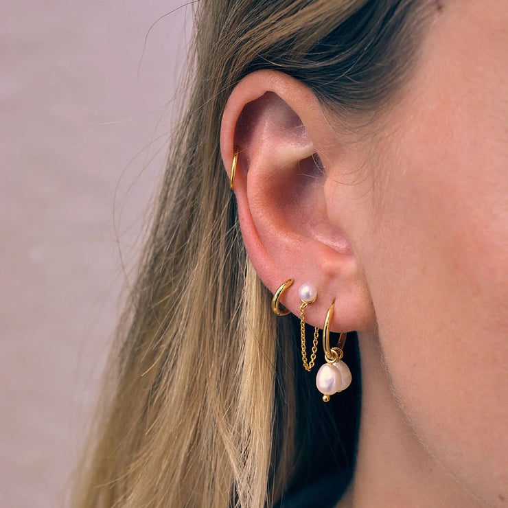 Gold plated Zoe Chain Pearl Stud Earrings