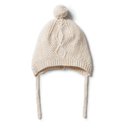 W+F Knitted Cable Bonnet - Oatmeal Melange