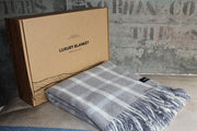 Luxury Lambs Wool Blanket - Small Herringbone Check - Napa