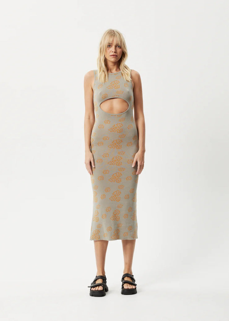 Clara Recycled Knit Cut Out Dress - Olive Was $165 Now