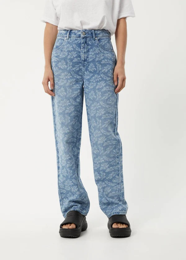 Shelby Hemp Jeans - Floral Blue Was $180 Now