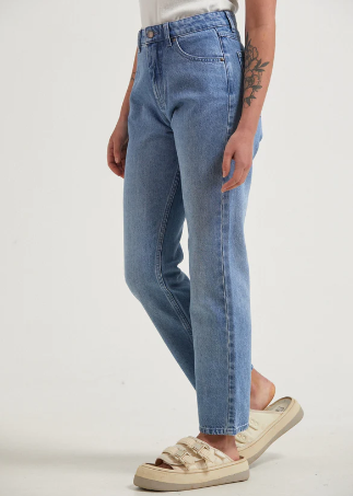 Violet Hemp Straight Leg Jeans - Worn Blue Was $170  Now