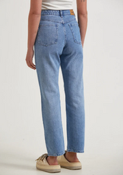 Violet Hemp Straight Leg Jeans - Worn Blue Was $170  Now