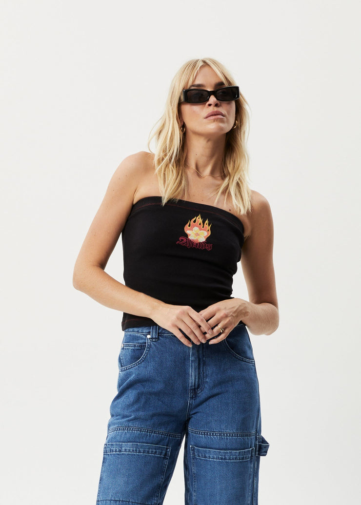 Burning Recycled Rib Tube Top - Black Was $55 Now