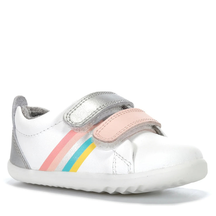 Bobux Grass Court - White/Silver/Rainbow LAST PAIR Was $80 Now