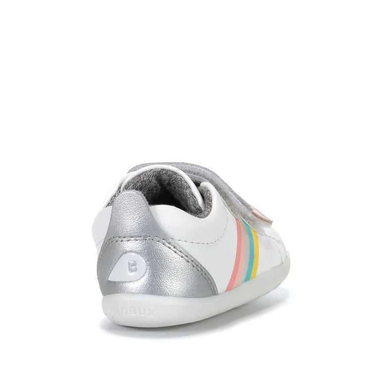 Bobux Grass Court - White/Silver/Rainbow LAST PAIR Was $80 Now