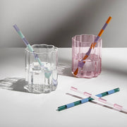 Striped Glass Straws - Mixed 4 Pack