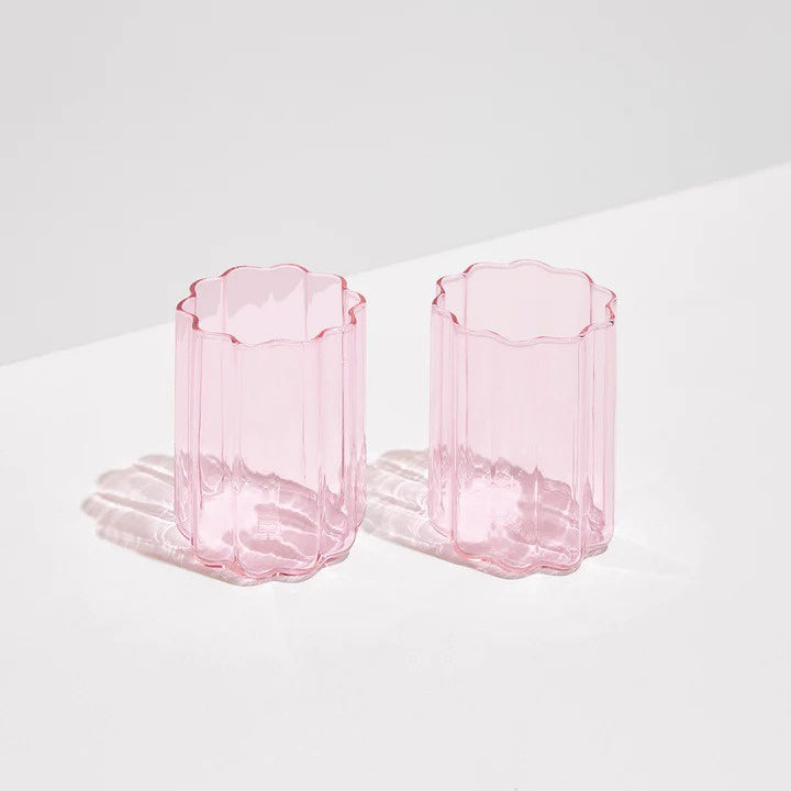Wave Tumbler Glassware Set of 2 - Pink Was $99 NOW