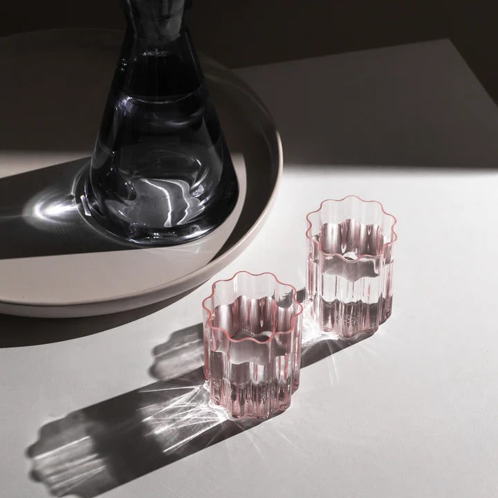 Wave Tumbler Glassware Set of 2 - Pink Was $99 NOW