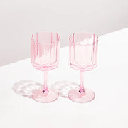 Wave Wine Glass Set - Pink