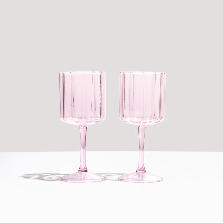 Wave Wine Glass Set - Pink