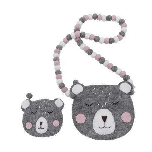 Felt Baby Bear Purse - Grey