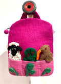 Felt Backpack w NZ  Finger Puppets - Pink