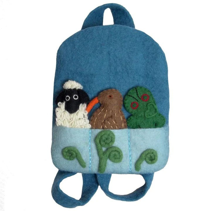 Felt NZ Backpack Finger Puppets  - Blue
