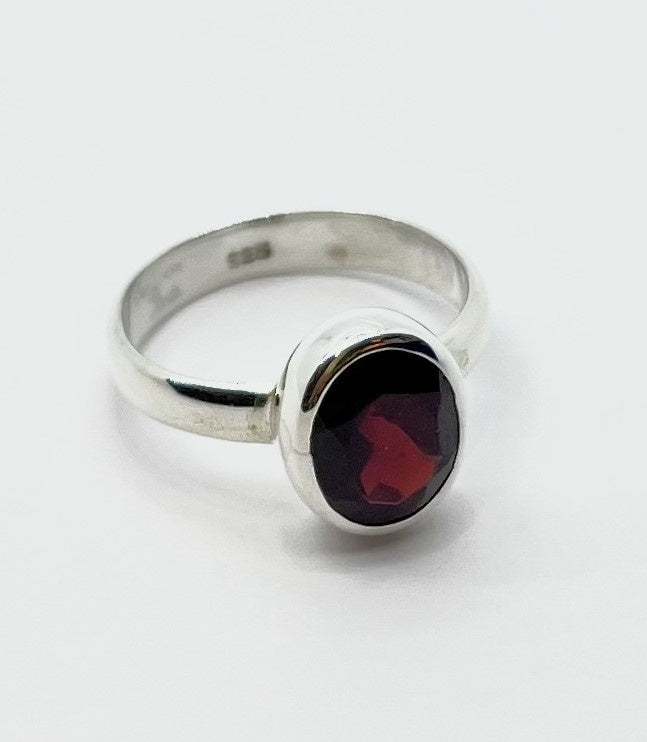 Sterling Silver 10 x 8mm Handmade Garnet Rings
