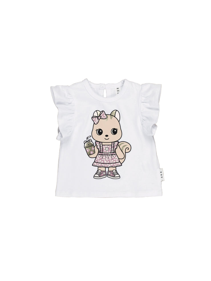 Cheery Chipmunk Frill T Shirt - White  Was $59.90  NOW