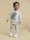 Furry Dino Sweatshirt - Grey Marle Last Sizes Was $75 Now