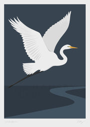 Wildlife Laser Print - White Heron Ink