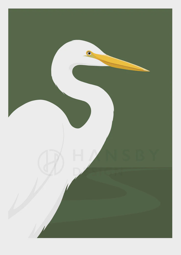 Wildlife Laser Print - White Heron (Portrait)
