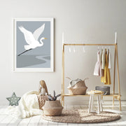 Wildlife Print - Framed White Heron Fog