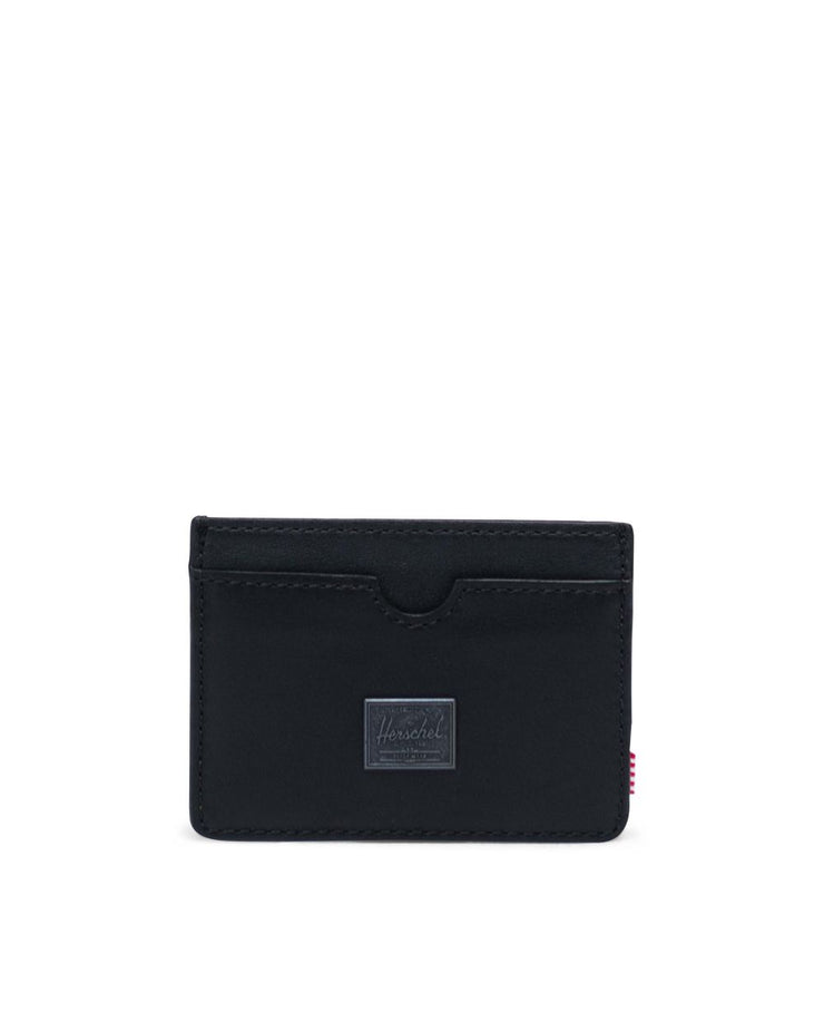 Charlie Leather RFID Wallet - Black/Black