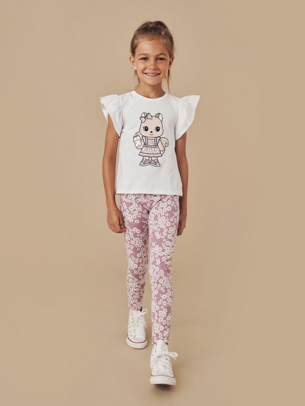 Cheery Chipmunk Frill T Shirt - White  Was $59.90 Now