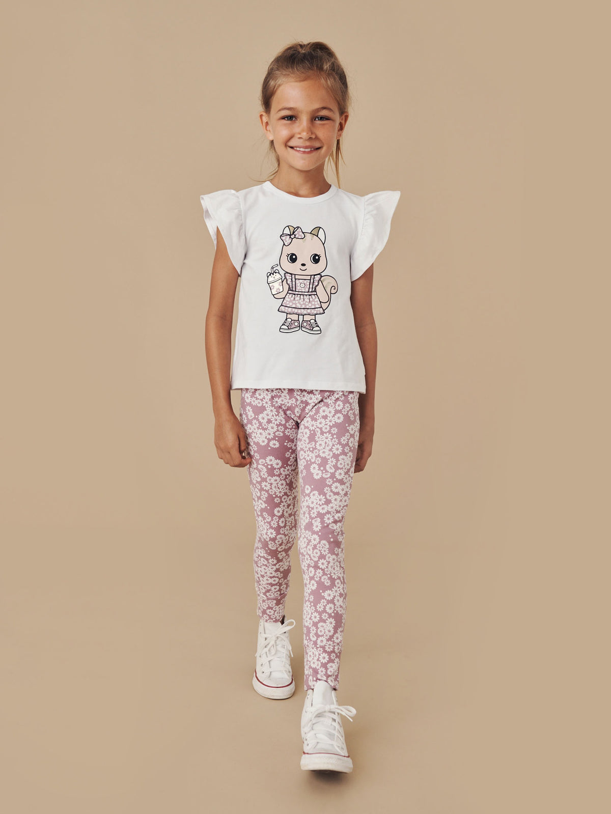 Cheery Chipmunk Frill T Shirt - White  Was $59.90 Now