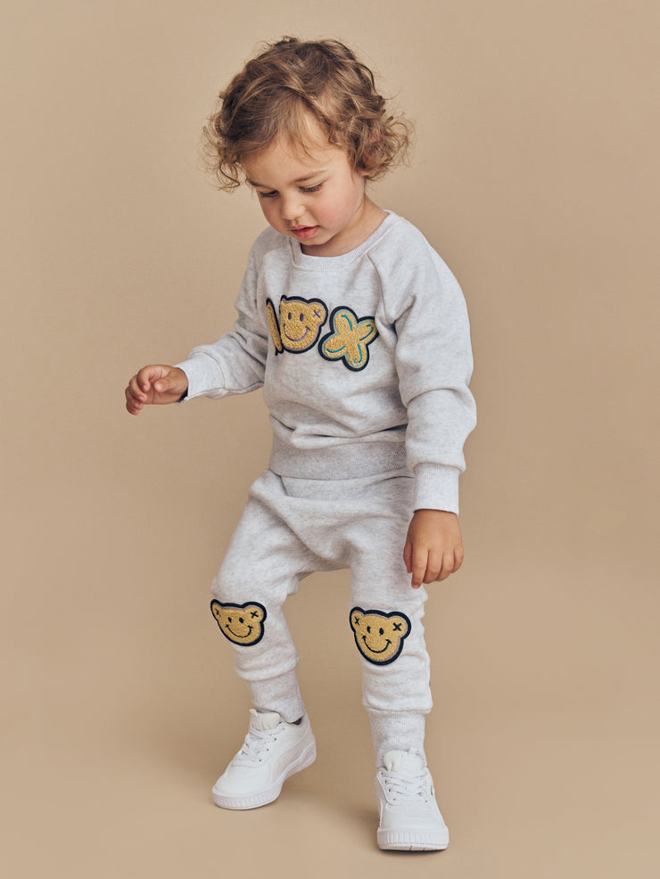 Smile Bear Drop Crotch Pant- Light Grey Marle Was $65.90 Now