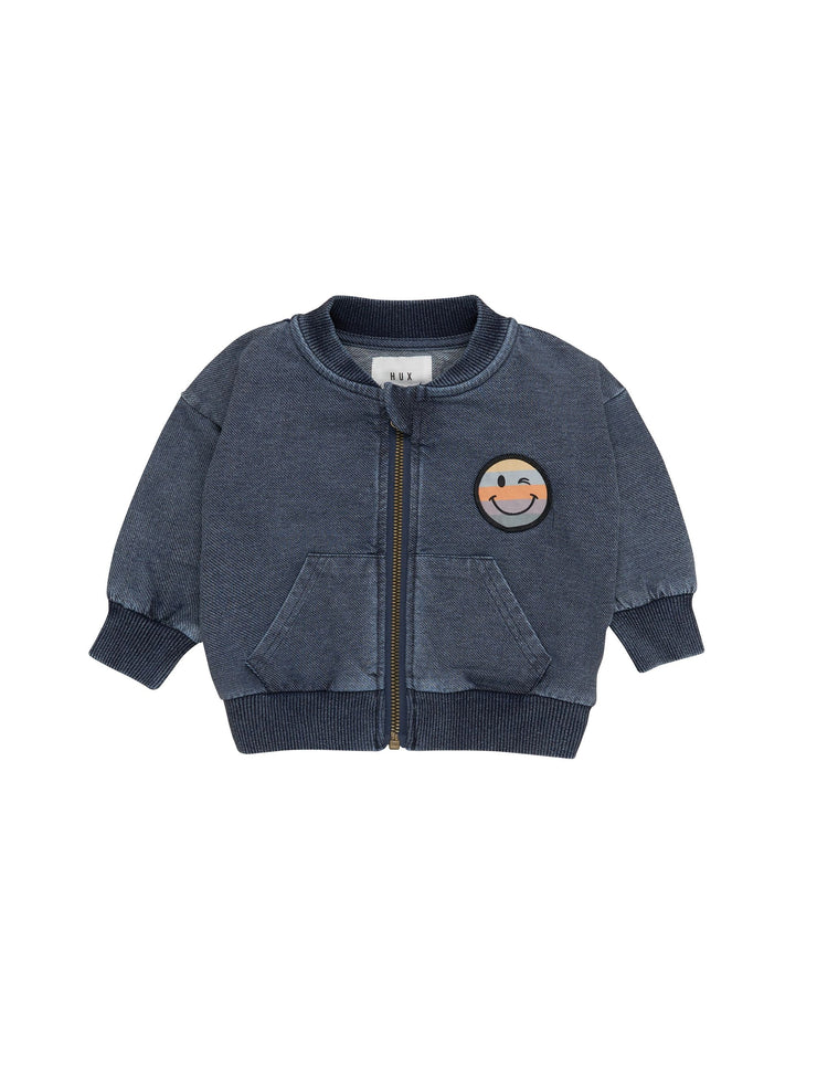 Rainbow Smiley Retro Pocket Track Jacket - Denim Was $95 Now
