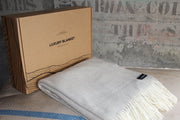 Luxury Lambs Wool Blanket -  Herringbone Vanilla/Napa
