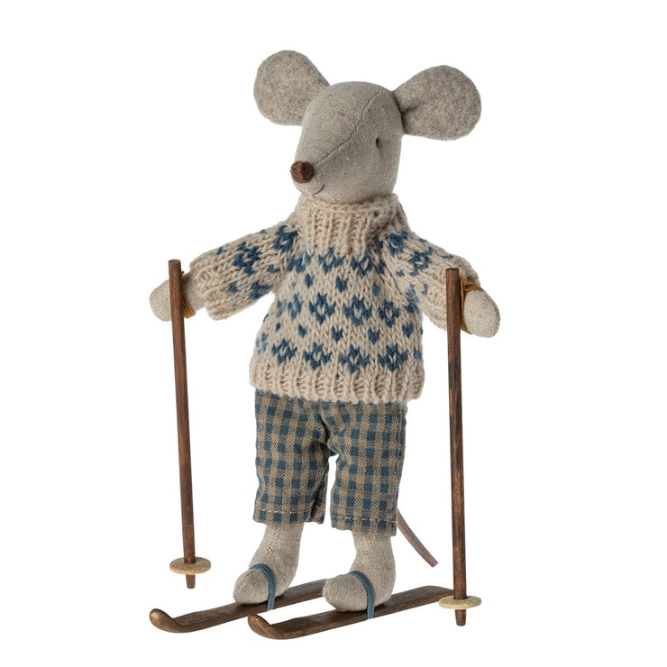 Maileg Winter Mouse w Skis Dad