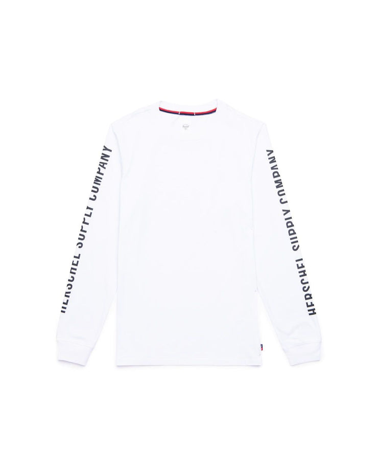 Mens Long Sleeve Tee - Classic Logo Bright White/Black Was $65 Now