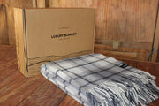 Luxury Lambs Wool Blanket - Large Twill Check - Charcoal