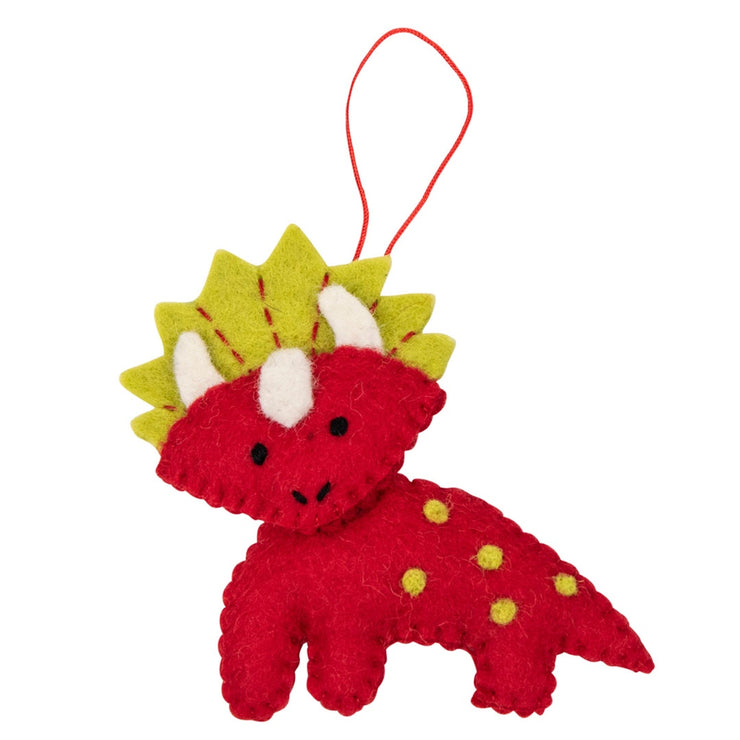 Hanging Christmas Decorations: Triceratops Red