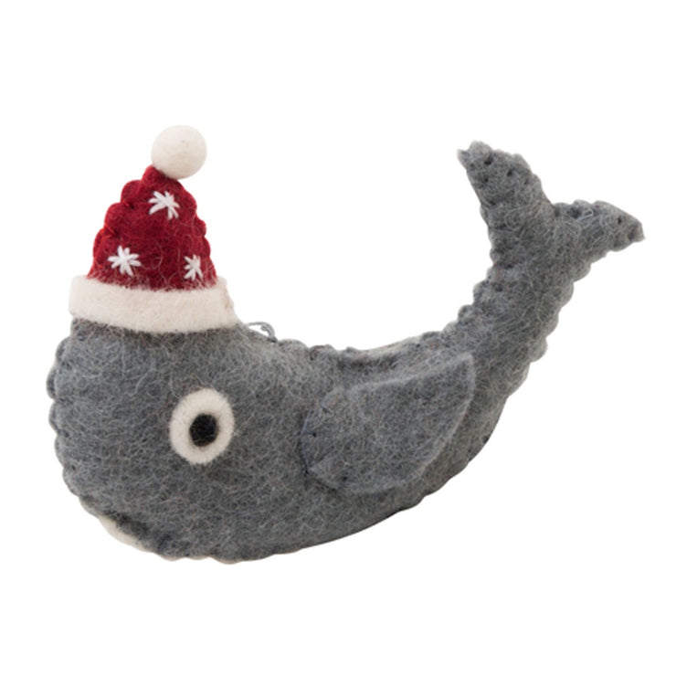 Hanging Christmas Decorations: Whale Grey