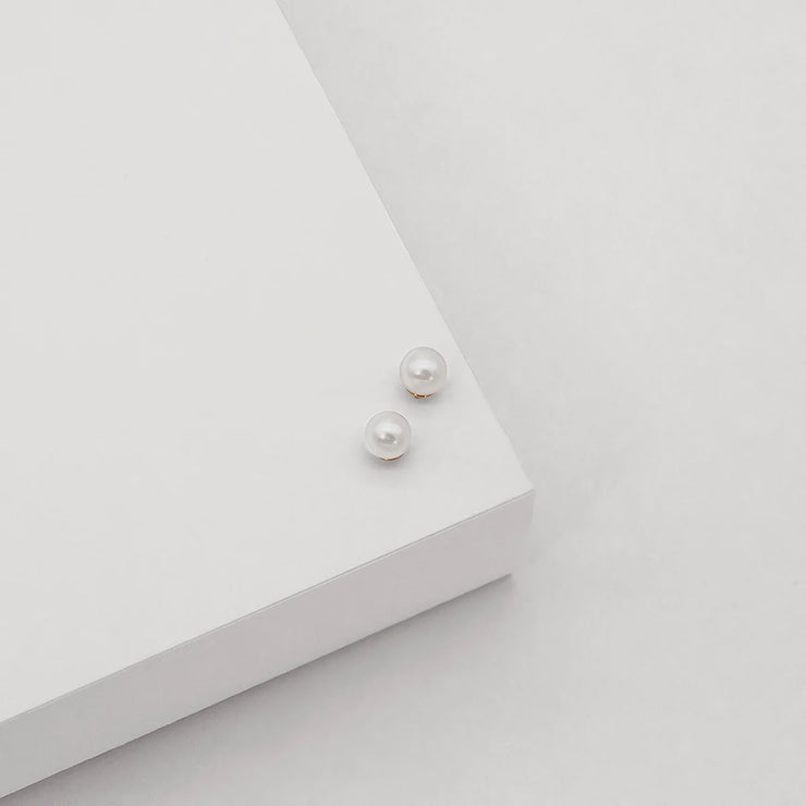 Gold 6mm Pearl Stud Earrings