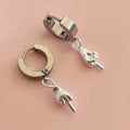 Hand Signals Middle Finger Huggie - Silver