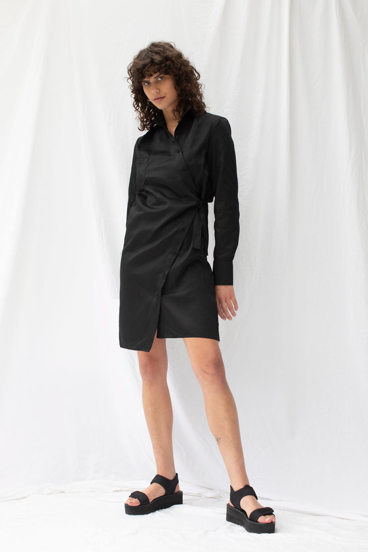 ReCreate Drift Shirt Dress - Black Was $229 NOW