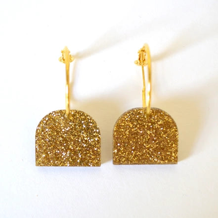 Hoop Earrings Gold Glitter