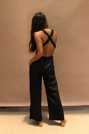 Raglan Linen Jumpsuit - Black