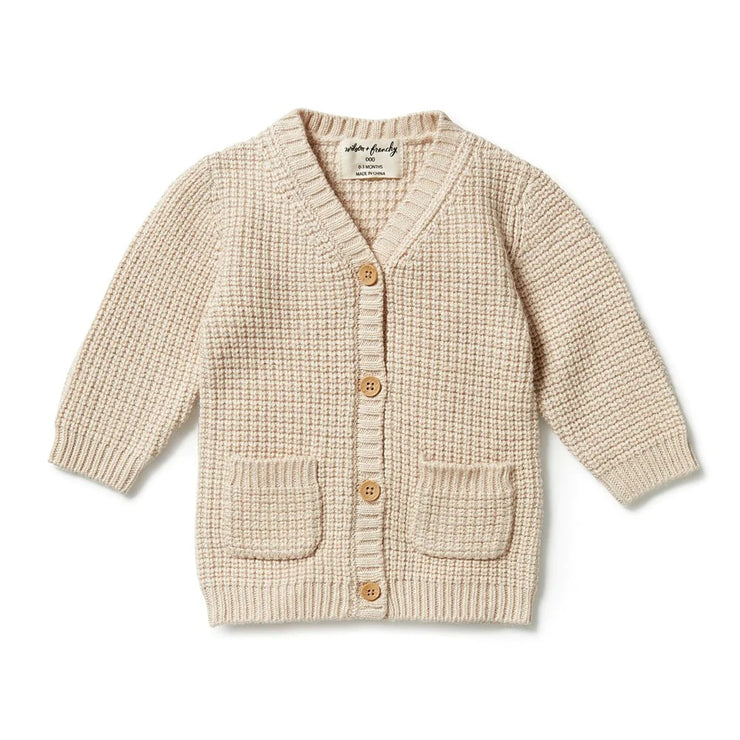 Knitted Button Cardigan - Oatmeal Melange Was $80 Now