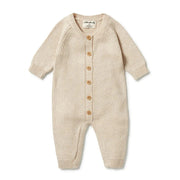 Knitted Button Growsuit - Oatmeal Melange Was $95.90 Now