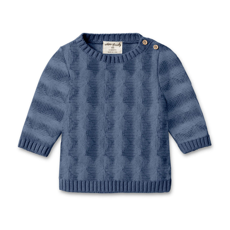 Knitted Jacquard Jumper - Blue Depths Was $75 Now